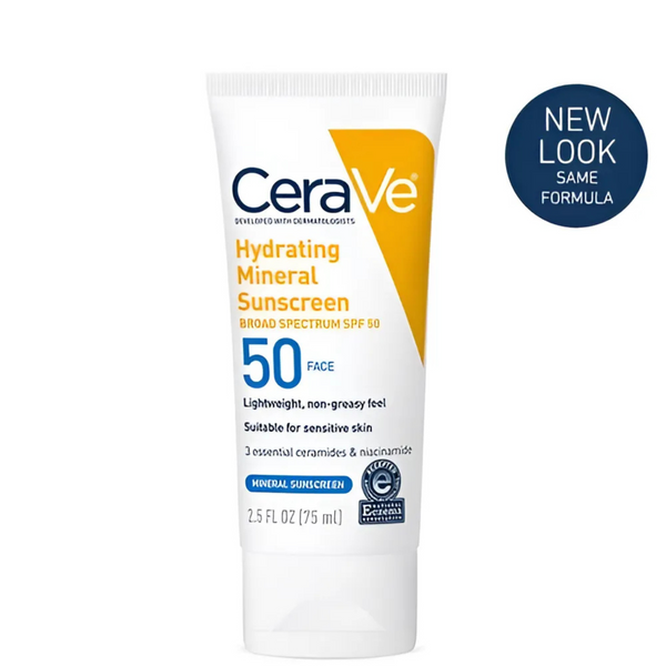 CeraVe Hydrating Mineral Face Sunscreen Lotion SPF 50 75ml
